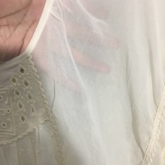 Free People Georgette Eyelet Top Sz XS Sheer Lace Blouse Boho Style - Picture 11 of 15